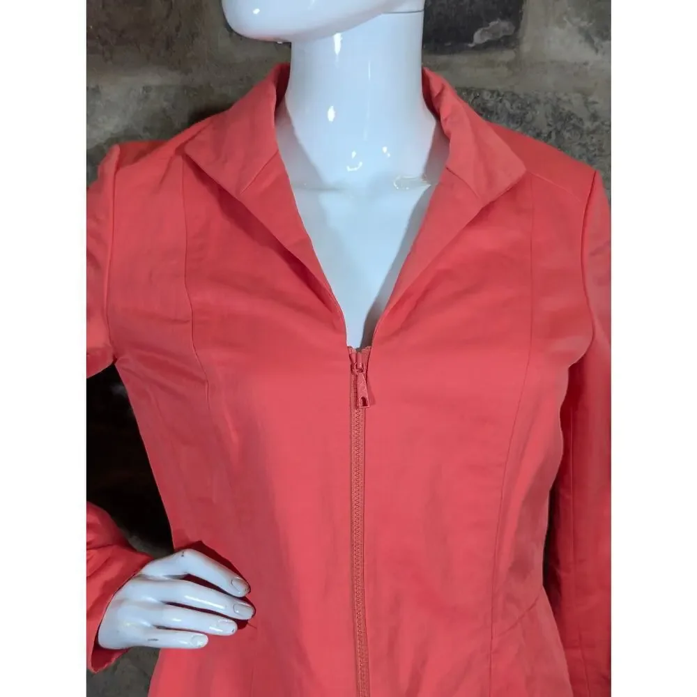 Lafayette 148 Jacket Woman's 6 Orange Double Zipper Lined‎ Bright Outdoors